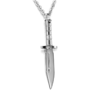 Hamoery Men Women Punk Stainless Steel Knife Dagger Chain Pendant Necklace in Kuwait