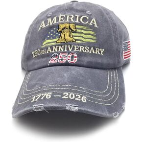 YAKER USA 250th Anniversary Hat, Adjustable 250th Anniversary Embroidered Patriotic Baseball Caps, Tribute Retro Washed Hat in Kuwait