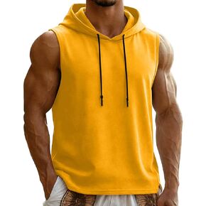 Men's Workout Hooded Tank Tops Lightweight Casual Training Sleeveless Hoodie Bodybuilding Muscle Cut Off t Shirts in Kuwait