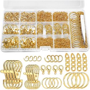 BESARME 460PCS Keychain Making Kit, Key Chain Clips with Key Rings Bulk, Metal Lobster Claw Clasp, Swivel Snap Hook, Jumprings & Extender Chain for Crafts, DIY Keychain Accessories Supplies in Kuwait