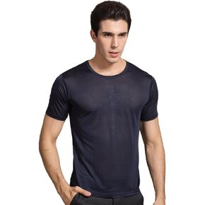 CLC Men's Mulberry Silk Round Neck T-Shirt Knit Fabric Oversized in Kuwait