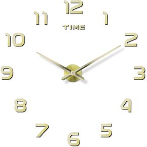 Big DIY Frameless Wall Clock Modern Large 3D Clock for Living Room Decor, Bedroom or Office Decoration Mirror Effect Arabic Numerals Metal Hands Silence Quartz Movement (Black) in Saudi Arabia