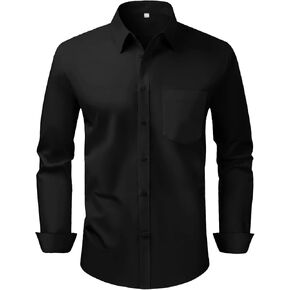 Men's Dress Shirts Slim Fit Long Sleeve Wrinkle Free Stretch Button Down for Business Casual and Formal Wear in Saudi Arabia