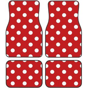 OSAM SPACE Red Polka Dot Car Floor Mats Set of 4 All Weather Trunk Mat Anti-Slip Automotive Carpet Decor Rugs Universal Car Accessories in Kuwait