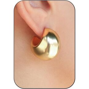 أقراط حلقية ذهبية مكتنزة للنساء، أقراط حلقية سميكة مطلية بالذهب عيار 14 قيراط مقاومة للماء ولا تسبب الحساسية وخفيفة الوزن مجوفة صغيرة مفتوحة أقراط حلقية مكتنزة غير قابلة للتشويه هدايا مجوهرات in Kuwait