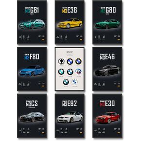 dazongweihan 9pcs ملصقات السيارات السوبر لغرفة الأولاد، سباق السيارات جدار الفن للرجال الرجال، ديكور جدار السيارة الرياضية، صور سيارات السباق ديكور الحائط لغرفة النوم النوم رجل الكهف (غير الإطار، 8 × 12 بوصة) - A6 in Kuwait