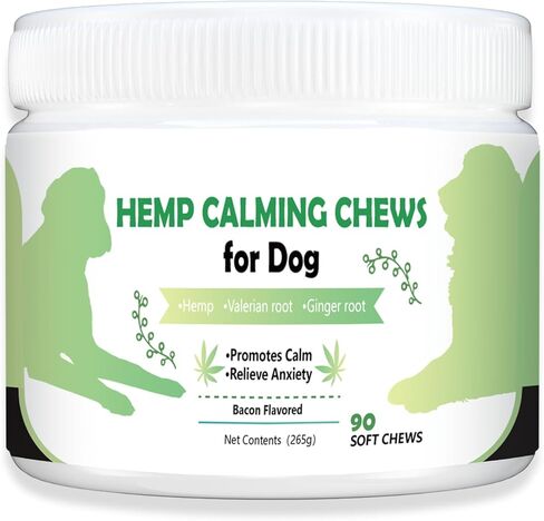 Hemp Calming Chews for Dogs Anxiety Relief Dog Calming Chews Natural Ingredients Dog Calming Aid with Separation, Barking and Sleeping, Promote Relaxation, Reduce Stress in Kuwait