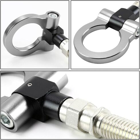 مجموعة حلقات خطاف سحب مقطورة السيارة اليابانية الأمامية/الخلفية من الألومنيوم الفضي من DNA MOTORING - M18 x 2.5، متوافقة مع 06-11 Honda Civic 10-14 Insight / 16-21 CX-3 13-24 CX-5، THK-JDM-SL in Kuwait