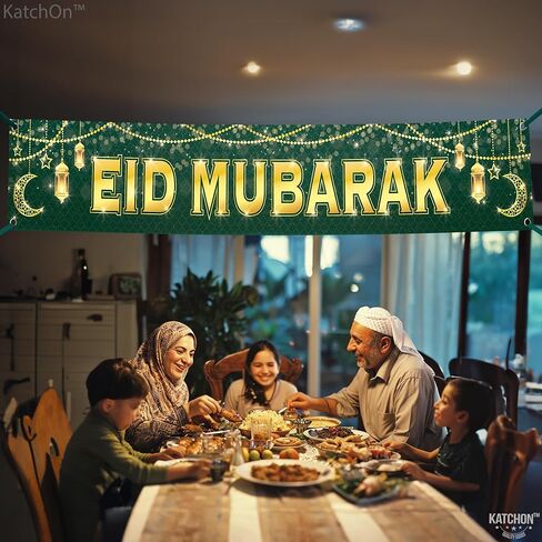 كاتشون ، ديكورات لافتة مبارك - كبيرة ، 120 × 20 بوصة | ديكورات العيد الخضراء للمنزل | عيد مبارك علامة ، عيد مبارك خلفية ، عيد مبارك ديكورات للمنزل | ديكورات العيد في الهواء الطلق in Kuwait