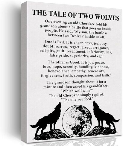 Inspirational Wall Art Decor Motivational Poster Framed Painting Print the Tale of Two Wolves Quote Canvas Artwork for Home Office Decor 12 X 15 Inch in Kuwait