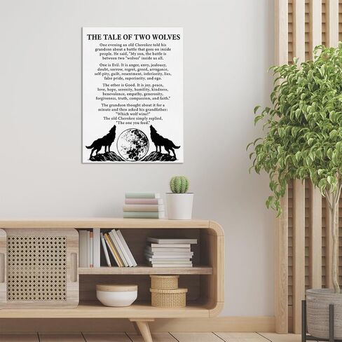 Inspirational Wall Art Decor Motivational Poster Framed Painting Print the Tale of Two Wolves Quote Canvas Artwork for Home Office Decor 12 X 15 Inch in Kuwait