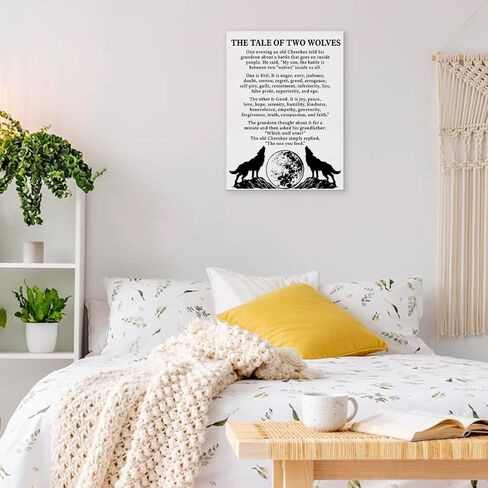 Inspirational Wall Art Decor Motivational Poster Framed Painting Print the Tale of Two Wolves Quote Canvas Artwork for Home Office Decor 12 X 15 Inch in Kuwait