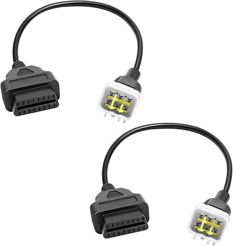 2Pcs OBDII 6Pin to 16Pin Diagnostic Cable for Delphi, Motorcycle 6 Pin to 16Pin Adapter OBD2 Connector for Delphi and Suzuki in Kuwait