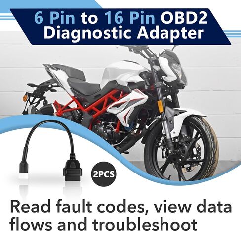 2Pcs OBDII 6Pin to 16Pin Diagnostic Cable for Delphi, Motorcycle 6 Pin to 16Pin Adapter OBD2 Connector for Delphi and Suzuki in Kuwait