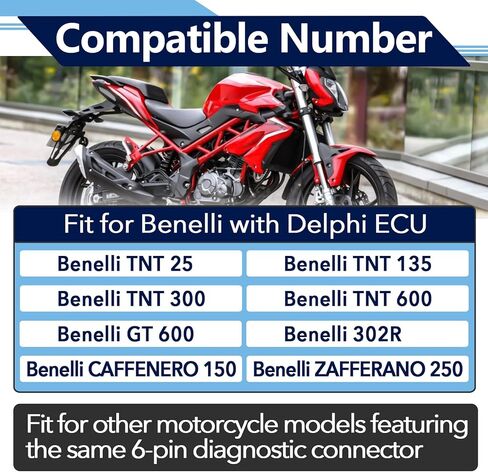 2Pcs OBDII 6Pin to 16Pin Diagnostic Cable for Delphi, Motorcycle 6 Pin to 16Pin Adapter OBD2 Connector for Delphi and Suzuki in Kuwait