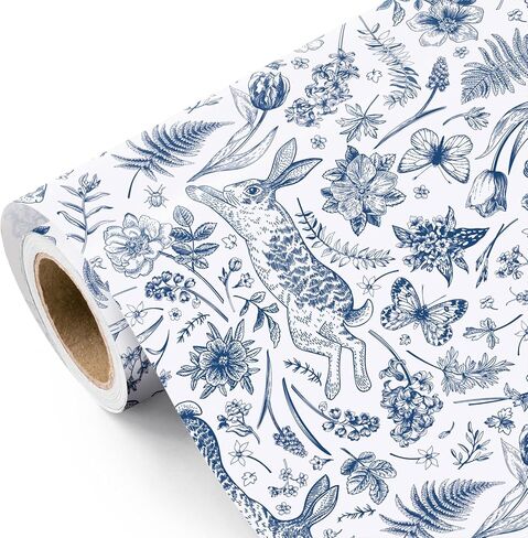 WRAPAHOLIC Easter Wrapping Paper Roll - Mini Roll - 17 Inch x 16.5 Feet - Rabbit Design Perfect for Easter, Spring Party, Baby Shower, Holiday in Saudi Arabia