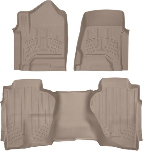 سجادات أرضية WeatherTech FloorLiner HP Custom Fit لسيارة شيفروليه سيلفرادو 2500HD/3500HD، Silverado 1500، Sierra 1500 Limited - الصف الأول والثاني (446071IM-445423IM)، أسود in Saudi Arabia