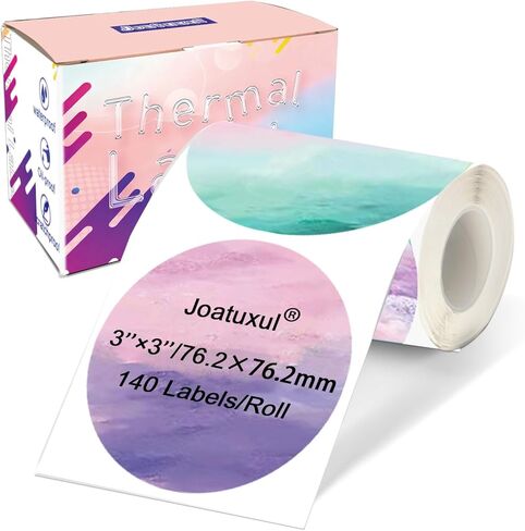 3×3 Round Thermal Labels, Thermal Printer Labels use for Barcode, Shipping, Customized, Circle Direct Thermal Stickers Label for Printer, 140PCS/ 1 Roll, 3 inch, Dreamy Purple in Saudi Arabia