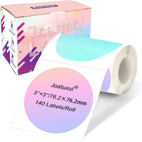 3×3 Round Thermal Labels, Thermal Printer Labels use for Barcode, Shipping, Customized, Circle Direct Thermal Stickers Label for Printer, 140PCS/ 1 Roll, 3 inch, Dreamy Purple in Saudi Arabia