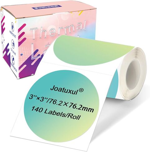 3×3 Round Thermal Labels, Thermal Printer Labels use for Barcode, Shipping, Customized, Circle Direct Thermal Stickers Label for Printer, 140PCS/ 1 Roll, 3 inch, Dreamy Purple in Saudi Arabia