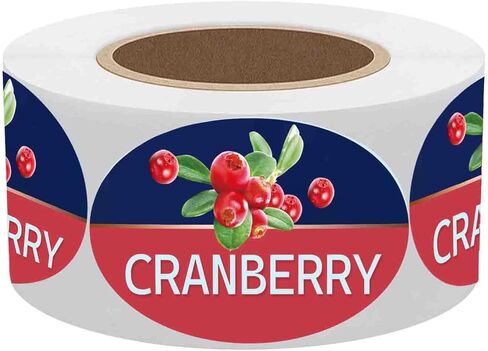 500 Pcs Cranberry Grocery Store Food Labels,2x1.5 Inches Organic Cranberry Product Labels for Grocery Stores Inventory Management,Adhesive Stickers,Roll in Kuwait