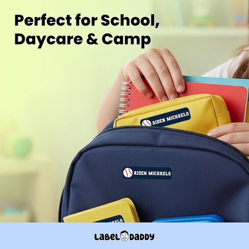 Label Daddy – Custom Small Sports Name Labels for Kids – Waterproof Personalized Labels for Shoes, Bottles, Lunch Boxes & School Supplies – Durable Peel-and-Stick Name Tags – Baseball Design - 80 Ct in Saudi Arabia