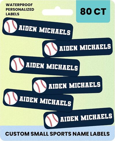 Label Daddy – Custom Small Sports Name Labels for Kids – Waterproof Personalized Labels for Shoes, Bottles, Lunch Boxes & School Supplies – Durable Peel-and-Stick Name Tags – Baseball Design - 80 Ct in Saudi Arabia