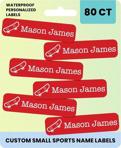 Label Daddy – Custom Small Sports Name Labels for Kids – Waterproof Personalized Labels for Shoes, Bottles, Lunch Boxes & School Supplies – Durable Peel-and-Stick Name Tags – Baseball Design - 80 Ct in Saudi Arabia