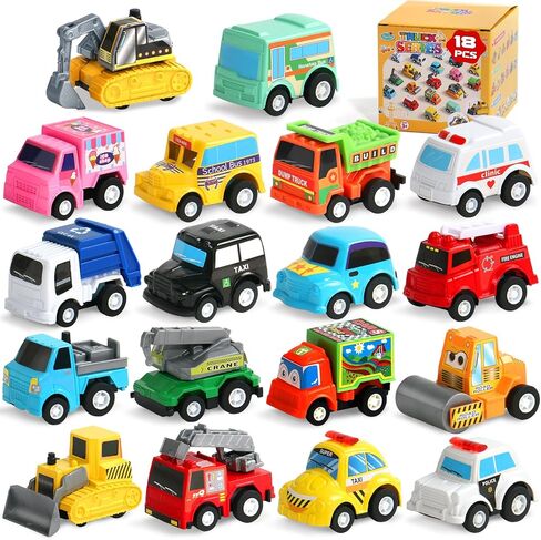 Fajiabao Construction Toy Cars for 3+ Years Old Toddler Boy Toys Mini Pull Back Cars Small Truck Sensory Bin Easter Egg Fillers Toddler Party Favors Bulk Prize for Kids(Color Random) in Kuwait