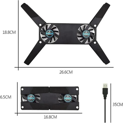 Rotatable Fan Cooling Pad 2 Fan Cooler Cooler Computer Stand USB Fan for 10-17 Inch PC in Saudi Arabia