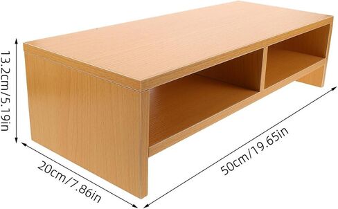 حامل شاشة كمبيوتر خشبي مزدوج الطبقة منظم رف سطح المكتب لمكتب المكتب مع لمسة نهائية كلاسيكية من الخشب الطبيعي in Kuwait