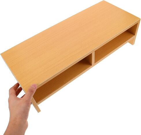 حامل شاشة كمبيوتر خشبي مزدوج الطبقة منظم رف سطح المكتب لمكتب المكتب مع لمسة نهائية كلاسيكية من الخشب الطبيعي in Kuwait