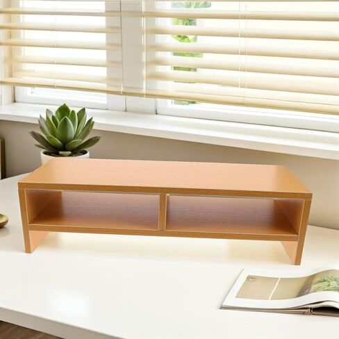 حامل شاشة كمبيوتر خشبي مزدوج الطبقة منظم رف سطح المكتب لمكتب المكتب مع لمسة نهائية كلاسيكية من الخشب الطبيعي in Kuwait