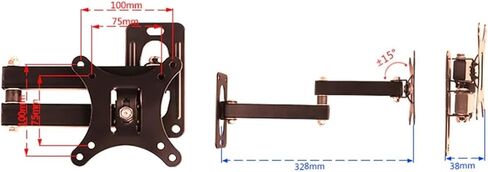 Wall-mounted flat panel rotatable monitor adjustable steel plate with screws TV bracket set suitable for 10-24 inches in Saudi Arabia