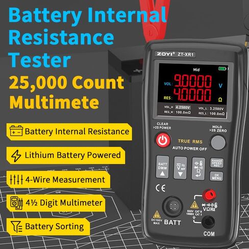 ZOYI Battery Internal Resistance Tester 2 in 1 multimeter Battery Voltage Meter Car Battery Tester for AAA AA Model 0.1mΩ-200Ω in Kuwait