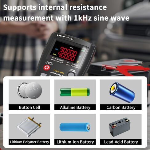 ZOYI Battery Internal Resistance Tester 2 in 1 multimeter Battery Voltage Meter Car Battery Tester for AAA AA Model 0.1mΩ-200Ω in Kuwait