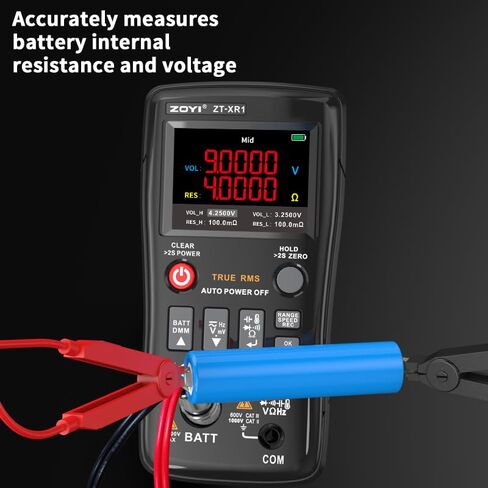 ZOYI Battery Internal Resistance Tester 2 in 1 multimeter Battery Voltage Meter Car Battery Tester for AAA AA Model 0.1mΩ-200Ω in Kuwait