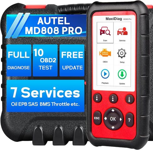 الماسح الضوئي Autel MaxiDiag MD808 PRO Obd2، ترقية MD806/MD805/MD802 أداة المسح التشخيصي للنظام بالكامل، 7 خدمات قراءة/مسح الرموز، بحث DTC، إعادة ضبط البطارية، تحديث مجاني مدى الحياة in Saudi Arabia
