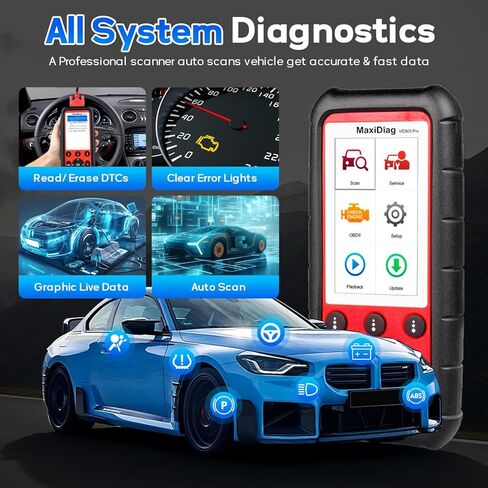 الماسح الضوئي Autel MaxiDiag MD808 PRO Obd2، ترقية MD806/MD805/MD802 أداة المسح التشخيصي للنظام بالكامل، 7 خدمات قراءة/مسح الرموز، بحث DTC، إعادة ضبط البطارية، تحديث مجاني مدى الحياة in Saudi Arabia