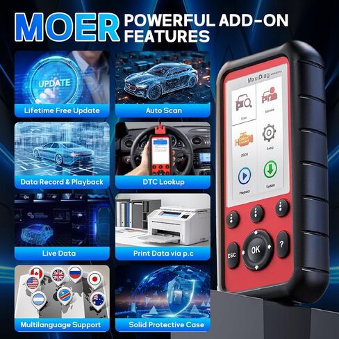 الماسح الضوئي Autel MaxiDiag MD808 PRO Obd2، ترقية MD806/MD805/MD802 أداة المسح التشخيصي للنظام بالكامل، 7 خدمات قراءة/مسح الرموز، بحث DTC، إعادة ضبط البطارية، تحديث مجاني مدى الحياة in Saudi Arabia