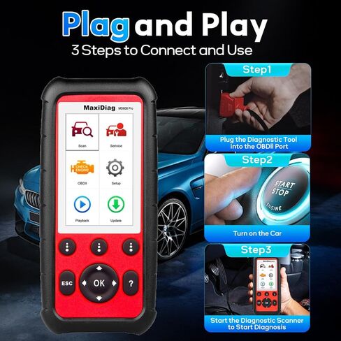 الماسح الضوئي Autel MaxiDiag MD808 PRO Obd2، ترقية MD806/MD805/MD802 أداة المسح التشخيصي للنظام بالكامل، 7 خدمات قراءة/مسح الرموز، بحث DTC، إعادة ضبط البطارية، تحديث مجاني مدى الحياة in Saudi Arabia