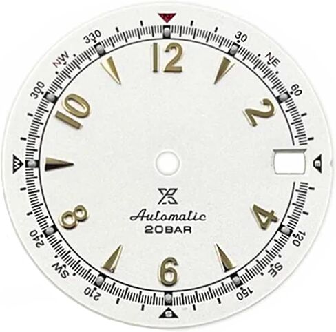 MODJUEGO Replacement 28.5MM Green Luminous Watch Dial for NH35A/4R35 Movement Accessories (White Dial+Silver Index) in Kuwait