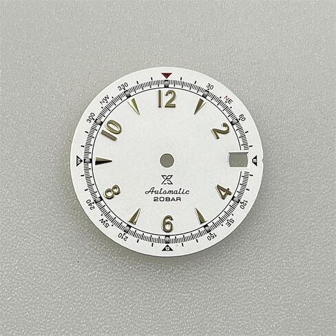 MODJUEGO Replacement 28.5MM Green Luminous Watch Dial for NH35A/4R35 Movement Accessories (White Dial+Silver Index) in Kuwait