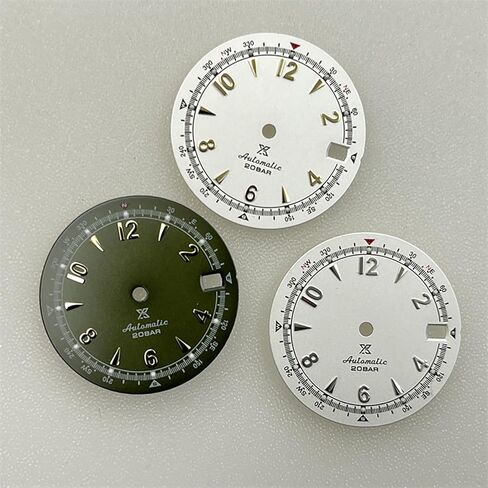MODJUEGO Replacement 28.5MM Green Luminous Watch Dial for NH35A/4R35 Movement Accessories (White Dial+Silver Index) in Kuwait