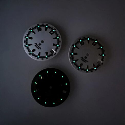 MODJUEGO Replacement 28.5MM Green Luminous Watch Dial for NH35A/4R35 Movement Accessories (White Dial+Silver Index) in Kuwait