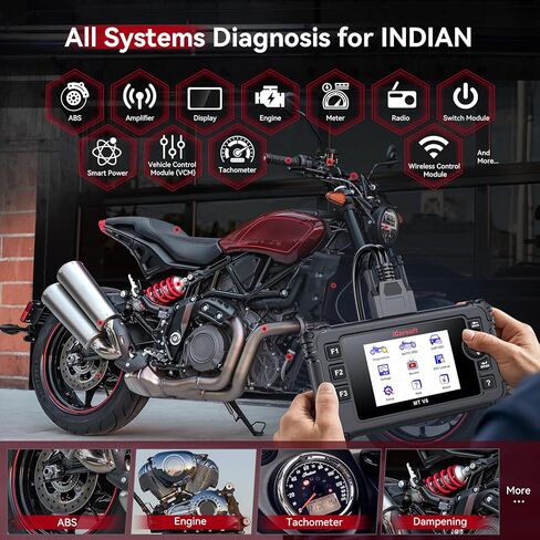 iCarsoft MT V6 لأداة تشخيص النظام الكامل للدراجات النارية الهندية والدراجة النارية والسيارة 2 في 1، قارئ رمز المحرك الماسح الضوئي obd2 مع 33+ اختبار نشط للمحرك، AutoVIN، اختبار البطارية، تحديث مجاني مدى الحياة in Saudi Arabia