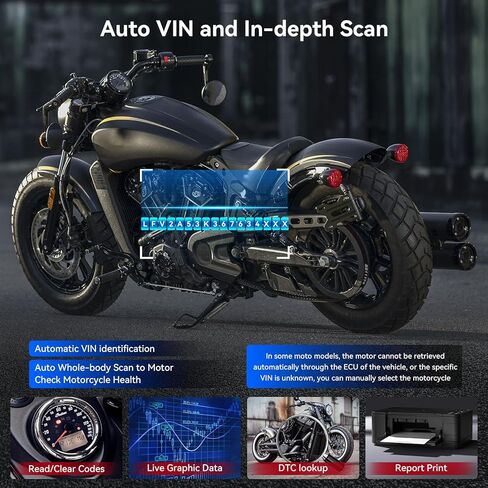 iCarsoft MT V6 لأداة تشخيص النظام الكامل للدراجات النارية الهندية والدراجة النارية والسيارة 2 في 1، قارئ رمز المحرك الماسح الضوئي obd2 مع 33+ اختبار نشط للمحرك، AutoVIN، اختبار البطارية، تحديث مجاني مدى الحياة in Saudi Arabia