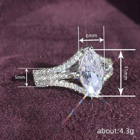 925 Sterling Silver Plated Shiny Moissanite Engagement Rings for Women's,Dainty Statement Promise Solitaire Marquise Cut CZ Wedding Bands Infinity Promise Ring Jewelry Gifts for Her Size 9# in Saudi Arabia