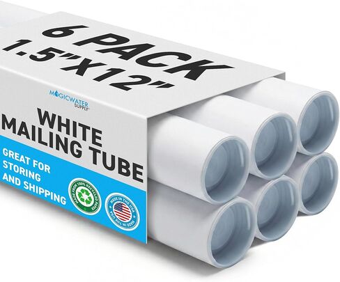 MagicWater Supply Mailing Tube - 1.5 in x 12 in - White - 10 Pack - for Shipping and Storage of Posters, Arts, Crafts, and Documents in Kuwait