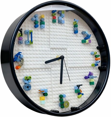 ساعة مكعبات بناء يمكنك صنعها بنفسك، ساعات حائط للأطفال، ديكورات غرف الأطفال، ديكور حائط لغرف الألعاب وغرف نوم الأطفال، طراز مبتكر ورائع ولطيف، هدايا عيد ميلاد للأولاد (إطار أبيض) in Kuwait